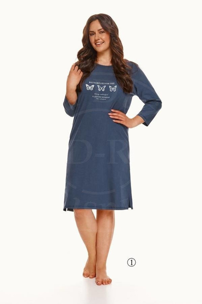 Koszulka damska, długa OMENA 2569 rozm.XXL-3XL, granat